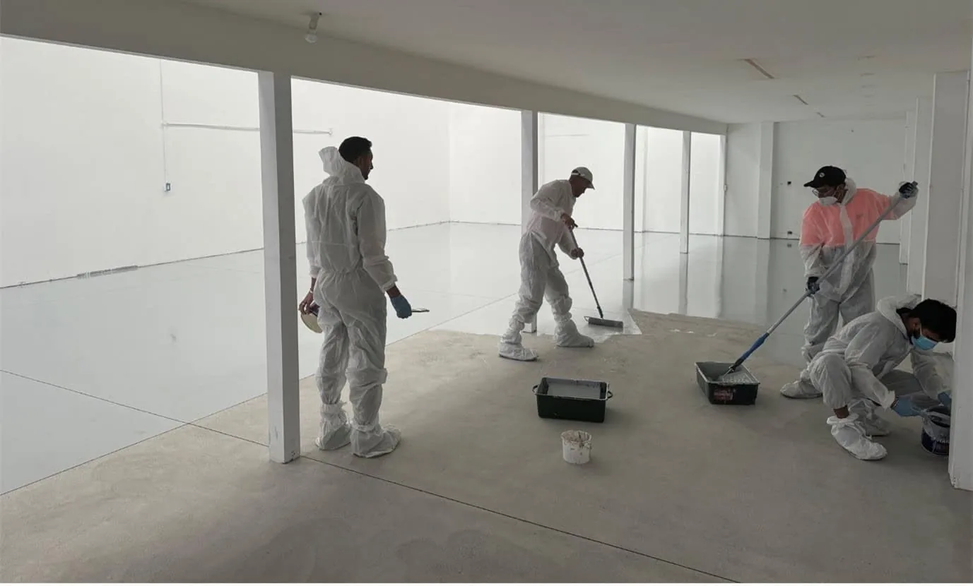 Finished grey epoxy floor coating
