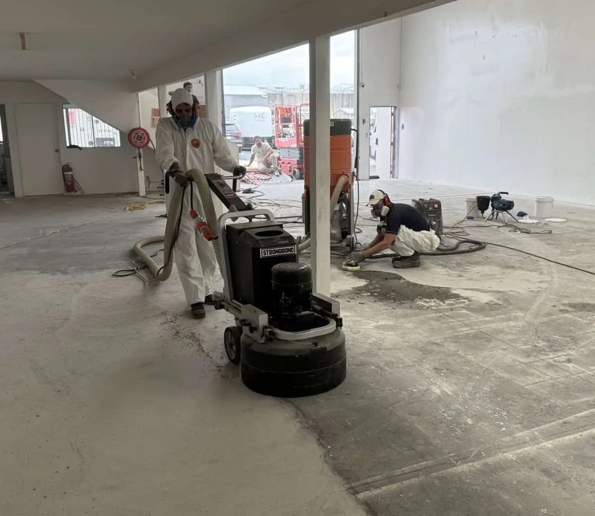 Diamond grinding an Auckland concrete floor