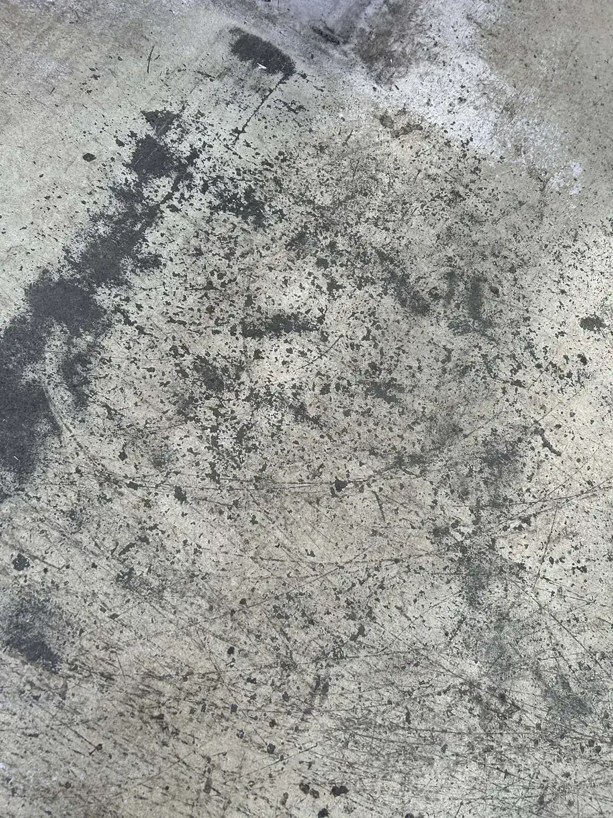 Concrete slab before grind and seal preparation