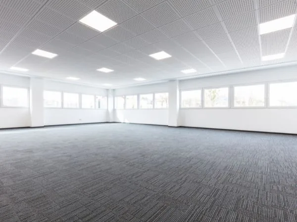 Large open office fitted with commercial carpet tiles