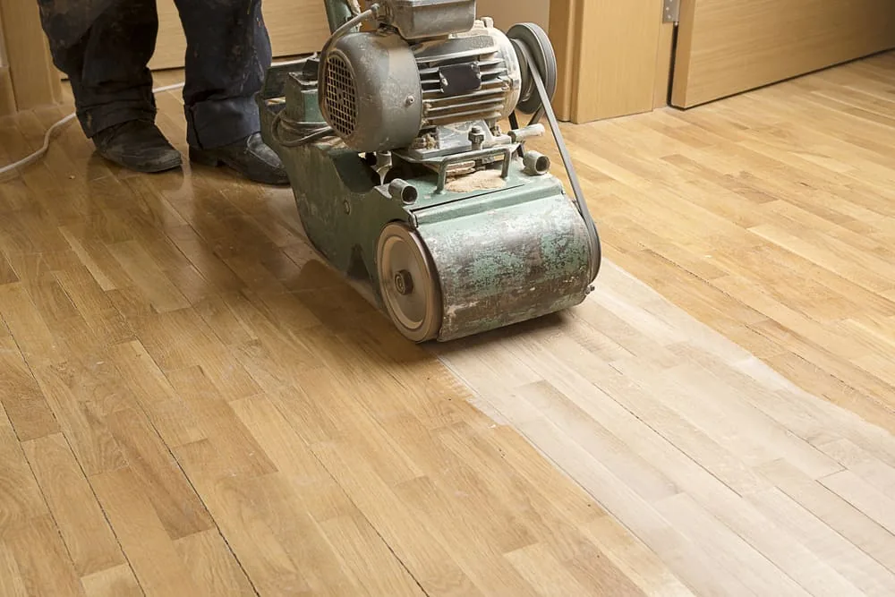 Existing timber floor being restored to extend its useful life