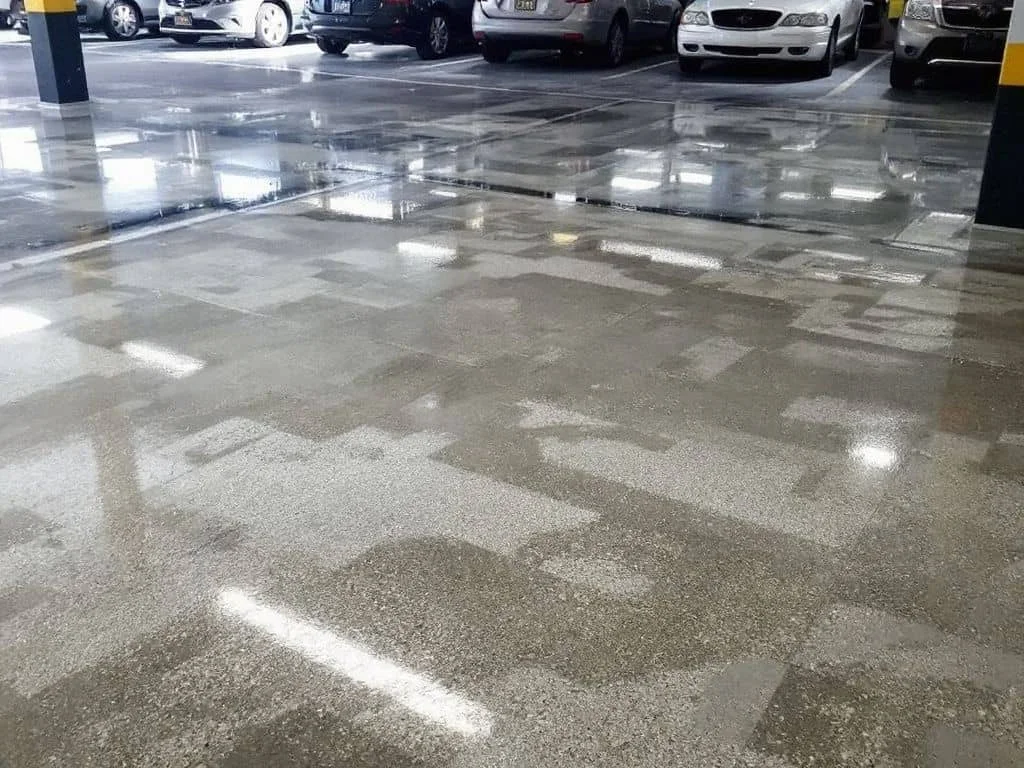 Polished concrete floor in a high-traffic commercial interior